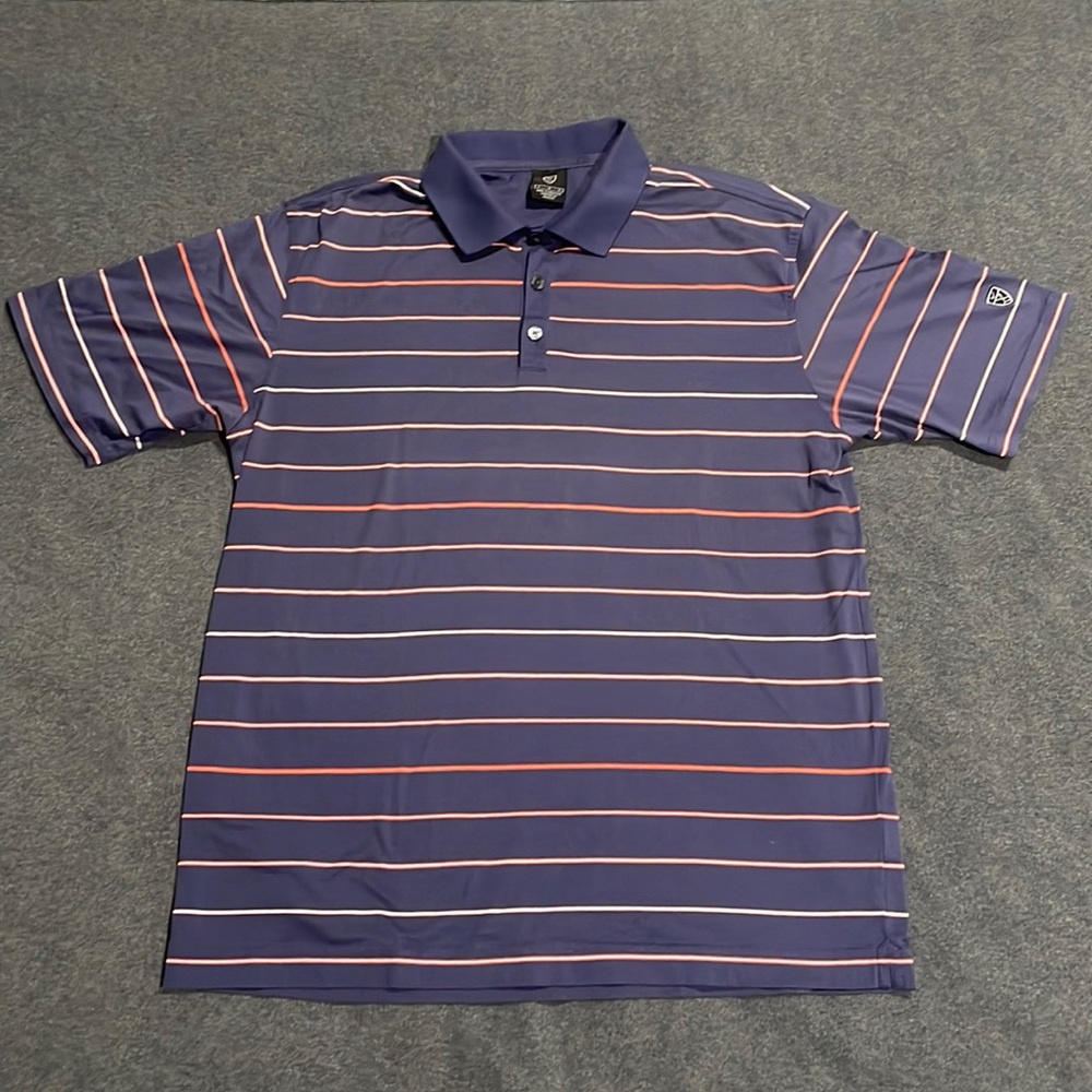 Nike Golf Polo Shirt – Men’s L (Navy Blue w/ Stripes)